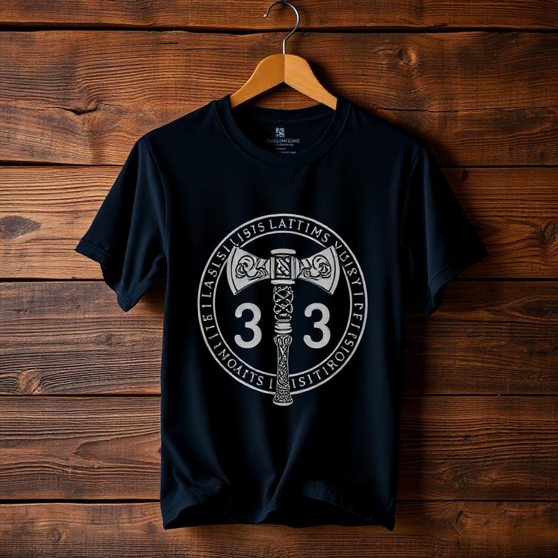T-shirt viking avec motif de rune nordique et de hache